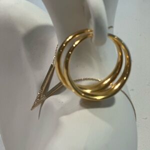 14k  yellow gold fat hoop earrings, real gold !